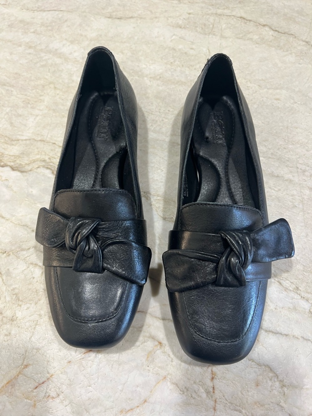 Børn Women’s Black Leather Bow Loafers Flats | Size 8.5 - Picture 3 of 10